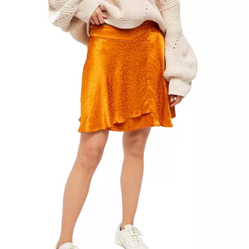NWT Free people starry faux wrap skirt in gold